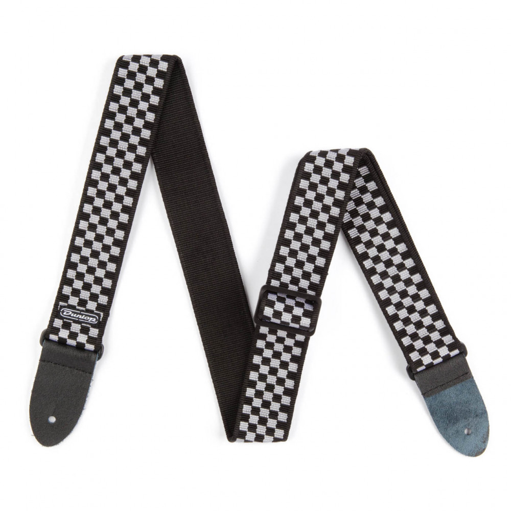 Dunlop D38-31BK Guitar Strap Classic Check Black/White
