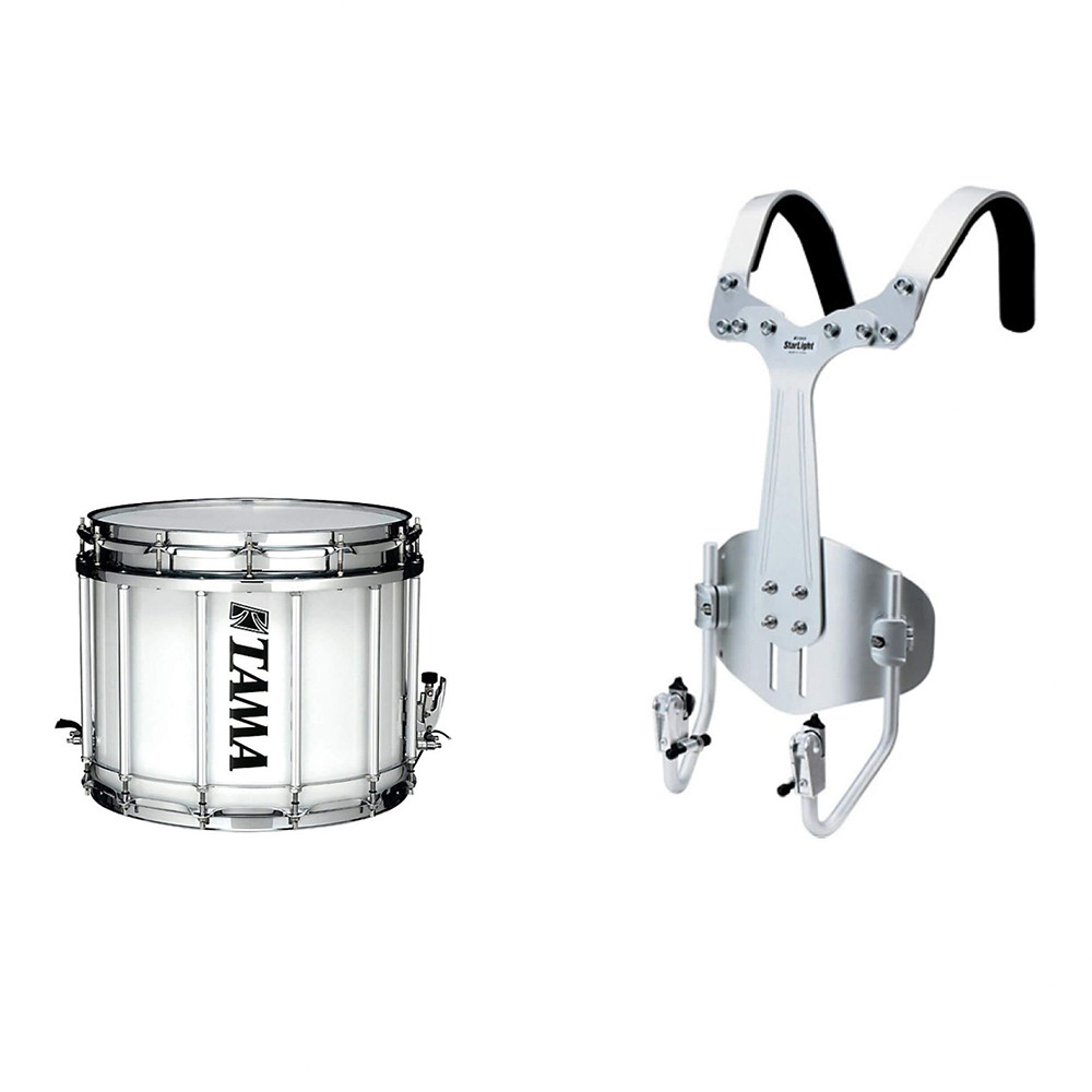 Tama R1412SK-SGW 1"x12" Marching White Snare Drum with Carrier