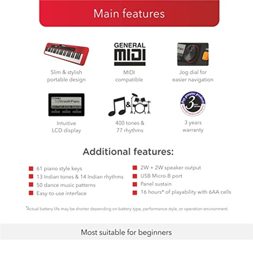 Electronic Keyboards casio CT-S200 Red