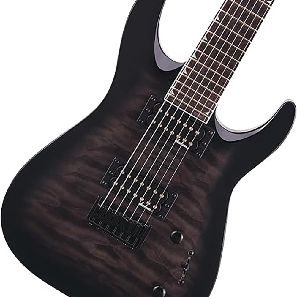 Jackson 2918804585 Dinky JS 22Q-7 DKA HT Arch Top Transparent Black Burst Electric Guitar