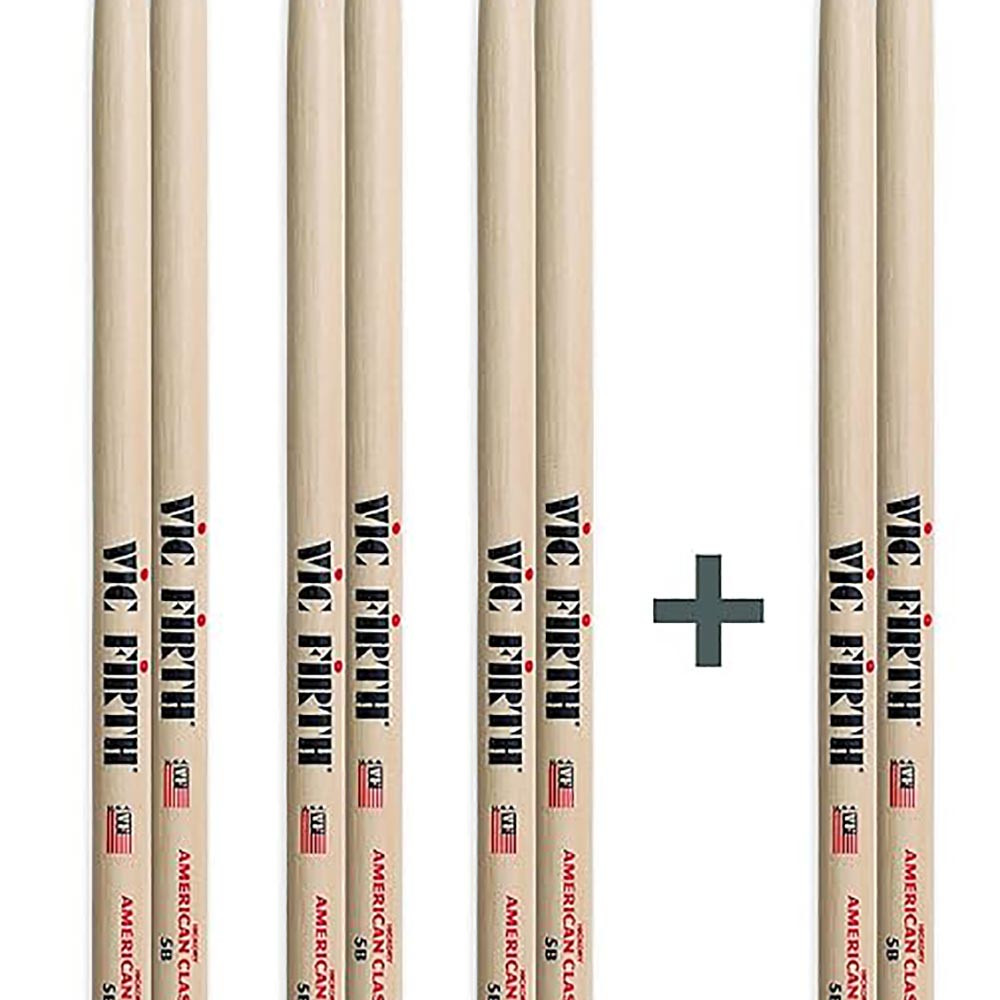 Vic Firth P5B.3-5B.1 Drumstick Value Pack of 4