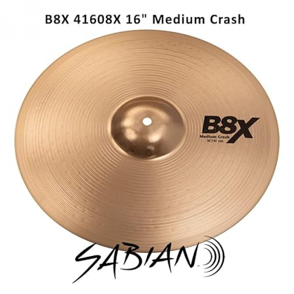 Sabian 41608X B8X 16" Series Medium Crash Cymbal