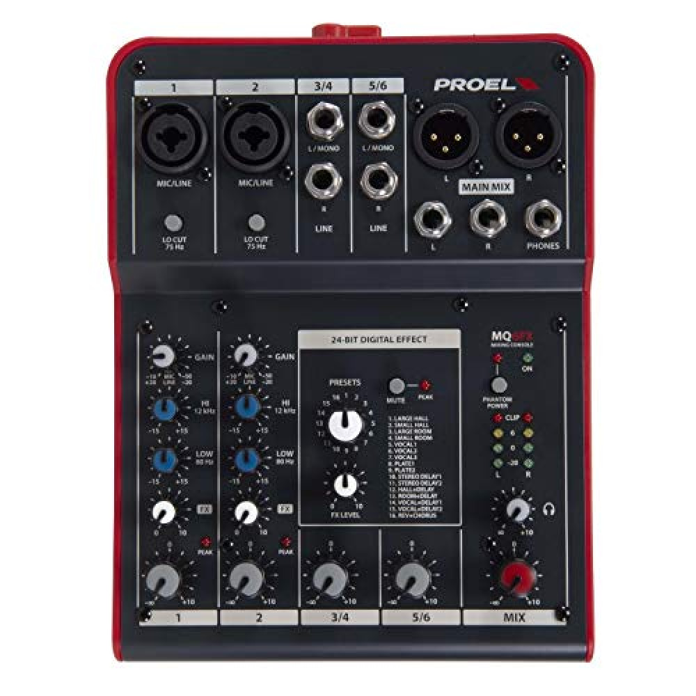 Proel MQ6FX Compact 6-channel Mixer with FX