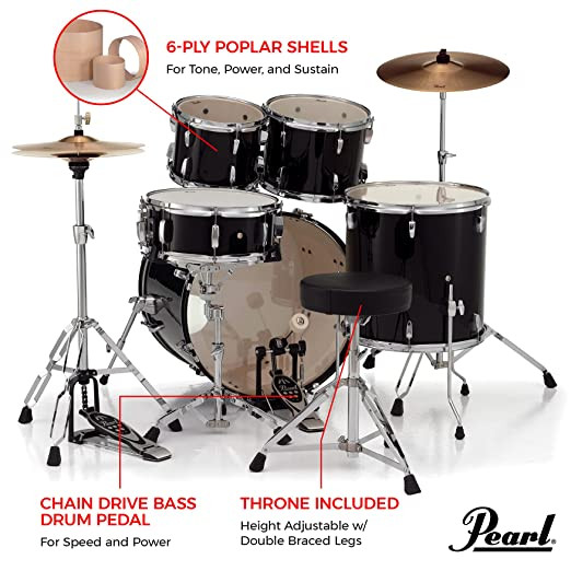 PEARL DRUM KIT ROADSHOW JET BLACK-RS525SC