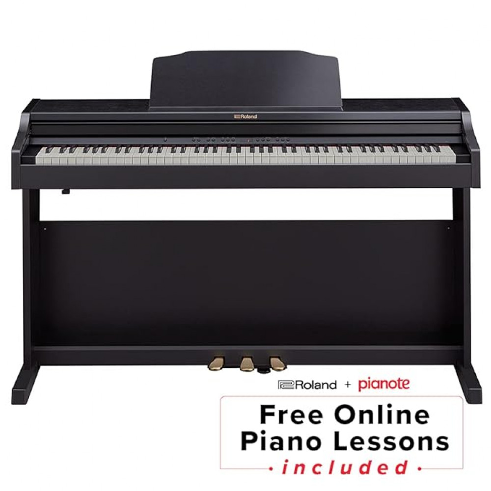 Roland RP501R-CB-CR 88-Keys PHA-4 Standard Keyboard with Escapement and Ivory Black Digital Piano