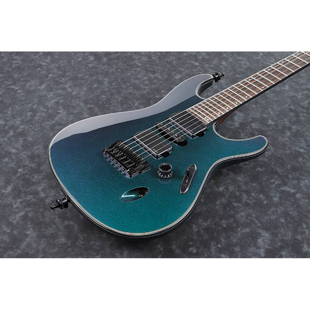 Ibanez S671ALB-BAB Axion Label 6-String Blue Chameleon with Gig Bag Electric Guitar