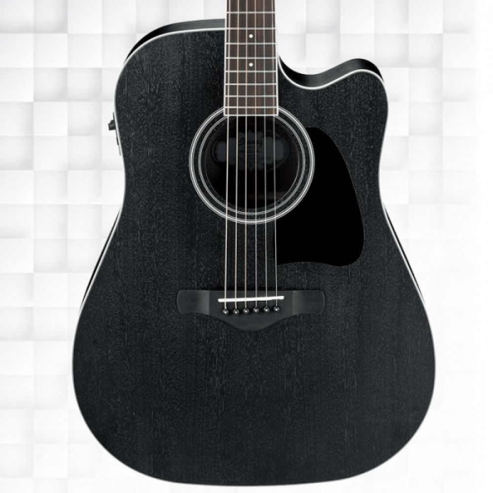 Ibanez AW84CE-WK Weathered Black Open Pore Acoustic Guitar