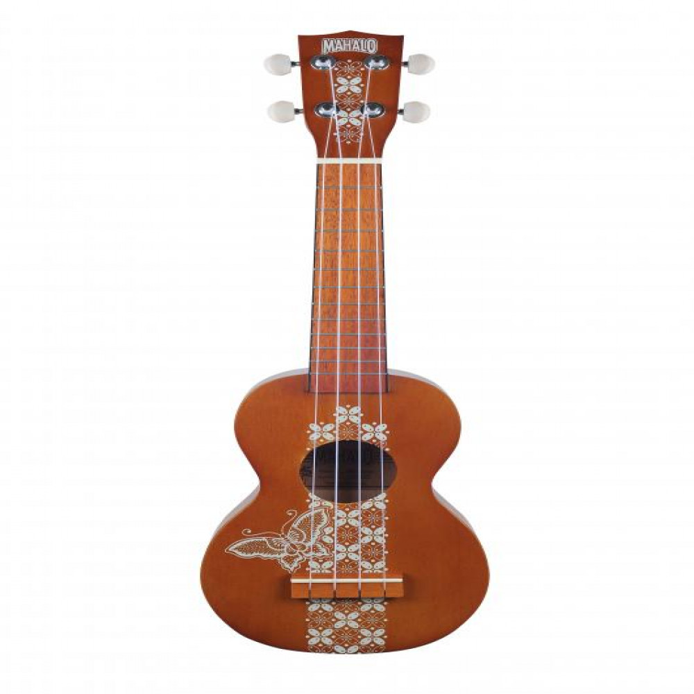 Mahalo MK1BATBR Kahiko Batik Series Transparent Brown Soprano Ukulele