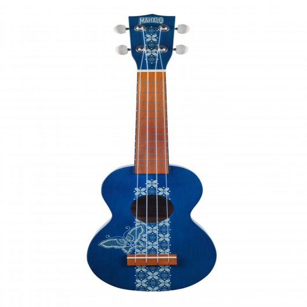 Mahalo MK1BATBU Kahiko Batik Series Transparent Blue Soprano Ukulele