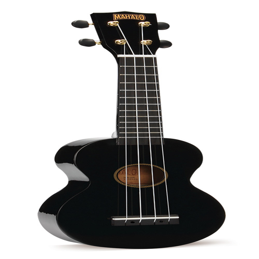 Mahalo MR1BK Rainbow Series Black Soprano Ukulele with Bag