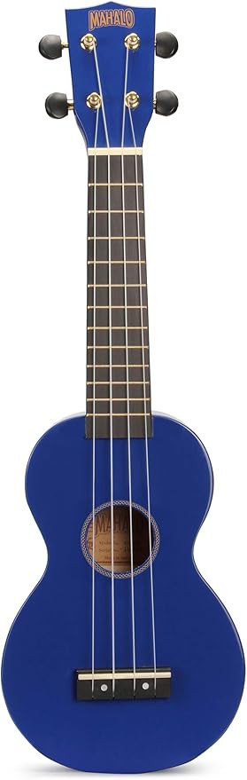 Mahalo MR1BU Rainbow Series Blue Soprano Ukulele with Bag