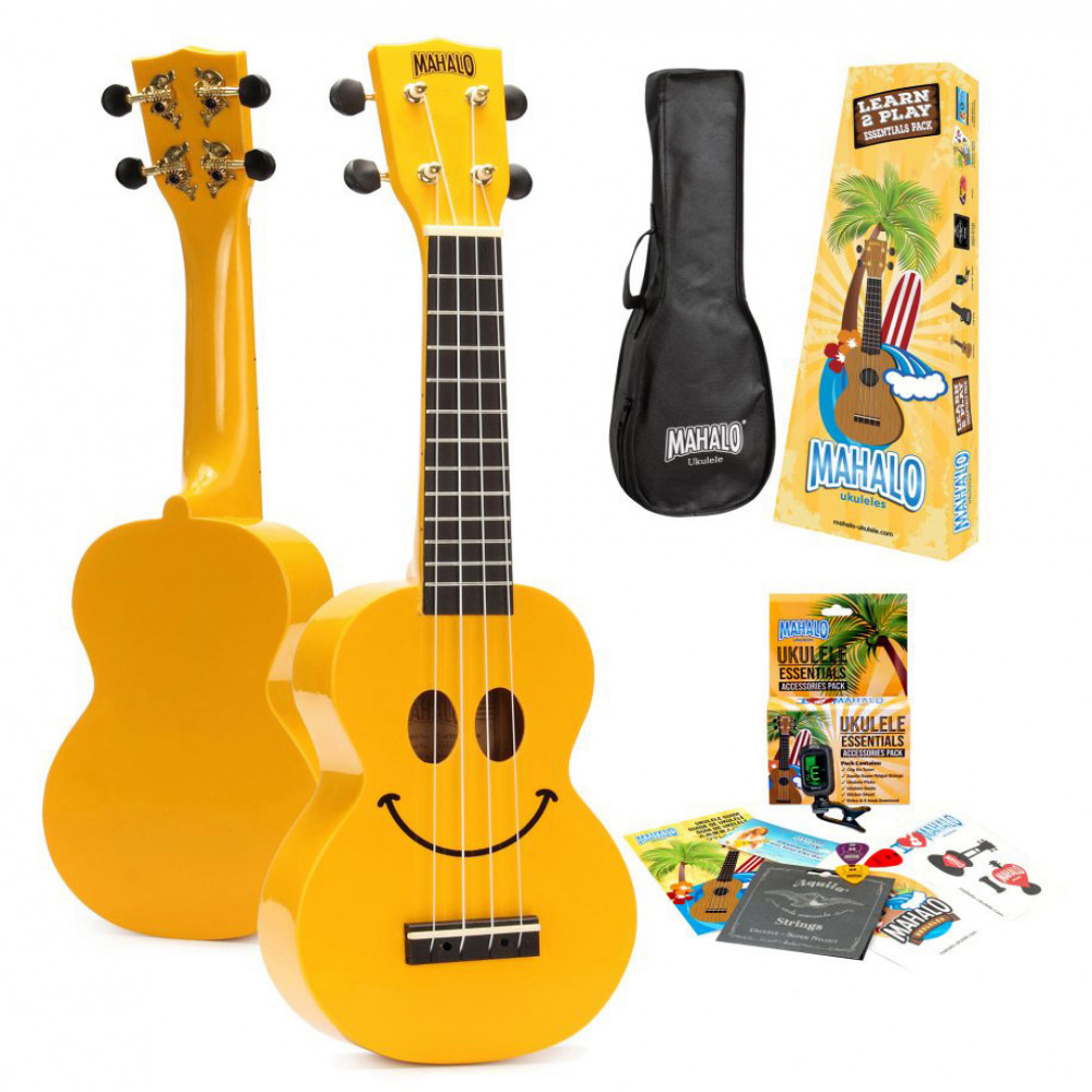 Mahalo U-SMILE YWK U-Smile Series Yellow Soprano Ukulele Pack With Bag