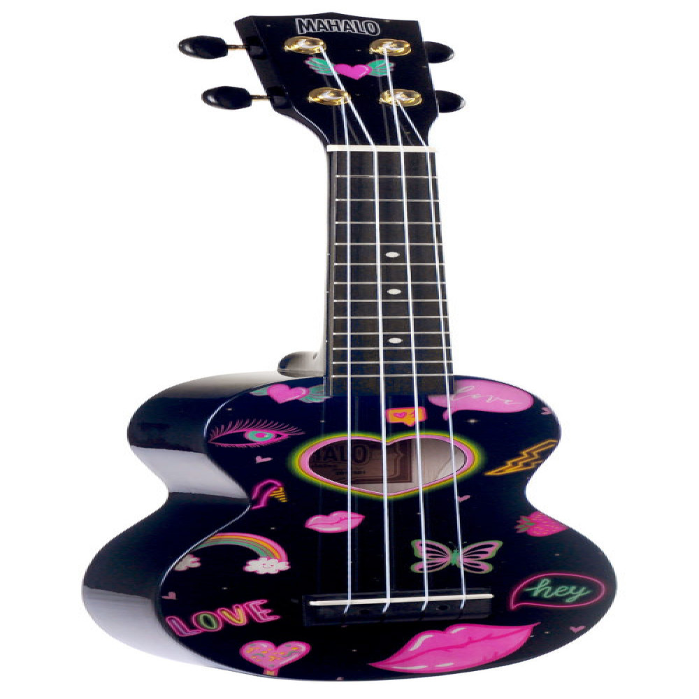 Mahalo MA1HEBK Art Series Heart Black Soprano Ukulele with Bag