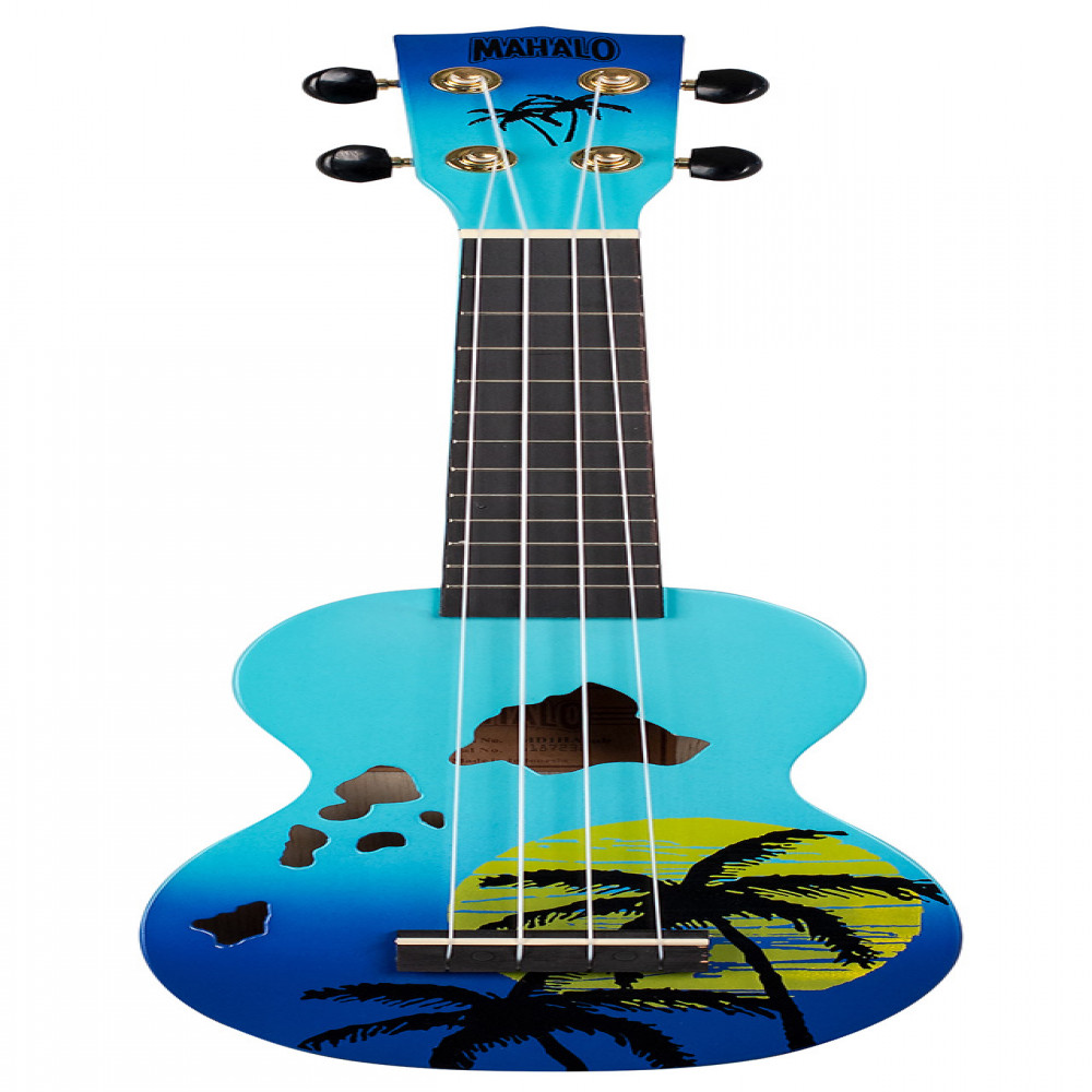 Mahalo MD1HABUB Designer Series Hawaii Blue Burst Soprano Ukulele with Bag