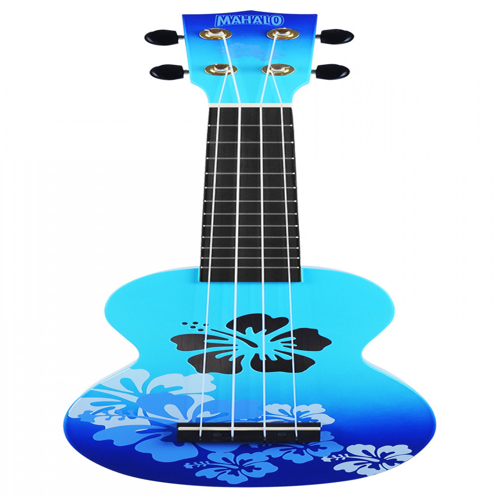 Mahalo MD1HBBUB Designer Series Hibiscus Blue Burst Soprano Ukulele with Bag