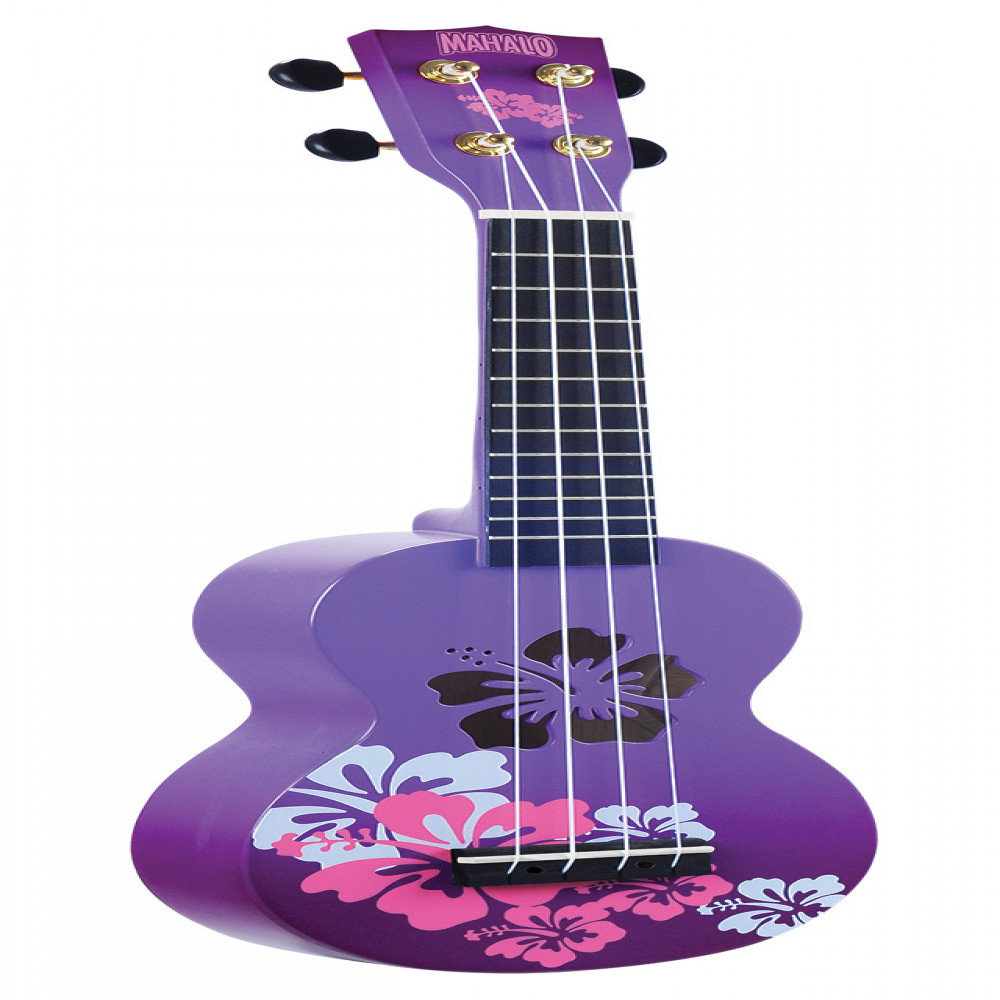 Mahalo MD1HBPPB Designer Series Hibiscus Purple Burst Soprano Ukulele with Bag