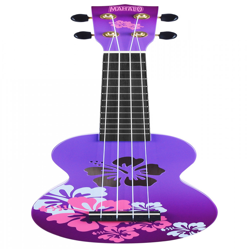 Mahalo MD1HBPPB Designer Series Hibiscus Purple Burst Soprano Ukulele with Bag