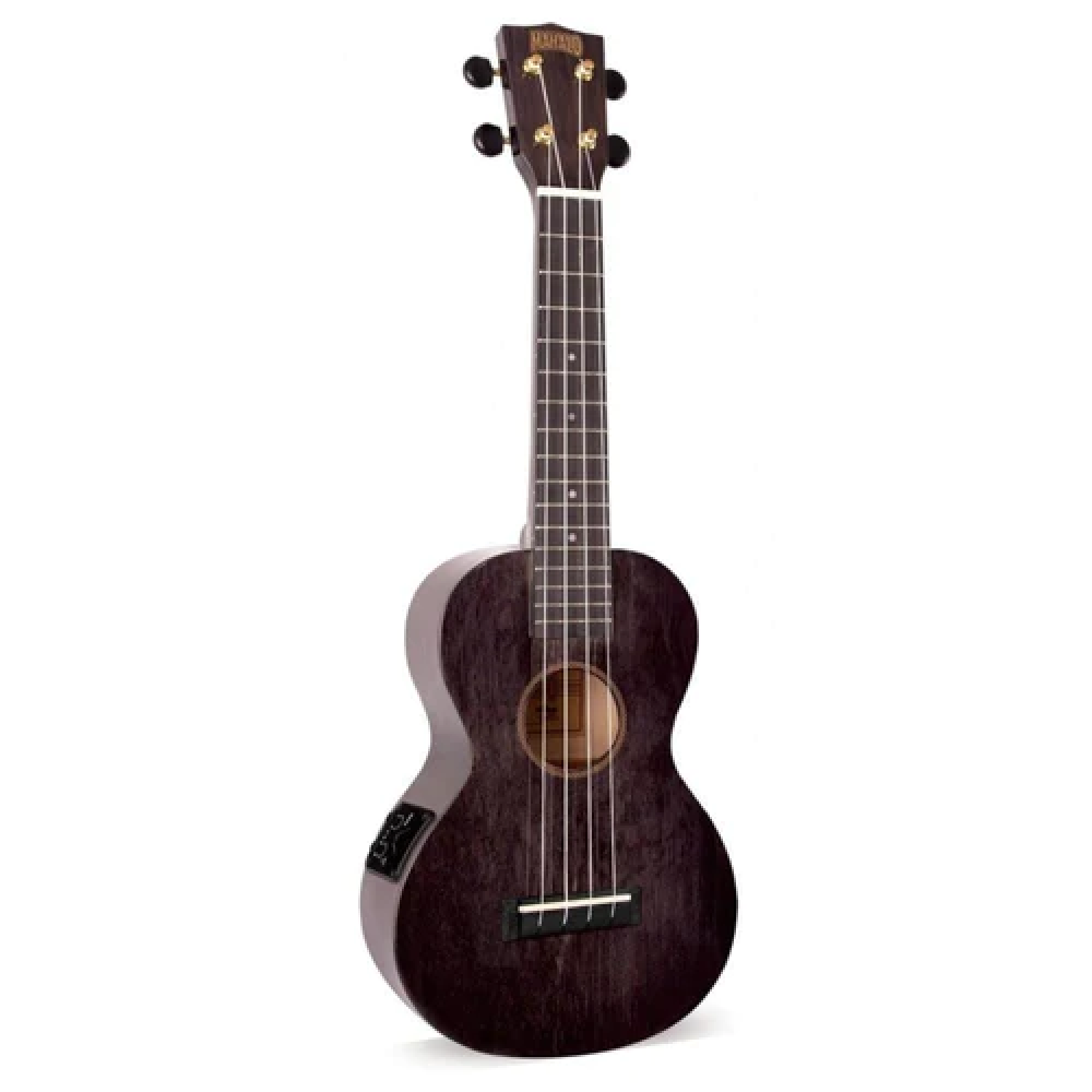 Mahalo MH2VTTBK Hano Series Electric Acoustic Trans Black Concert Ukulele With Bag