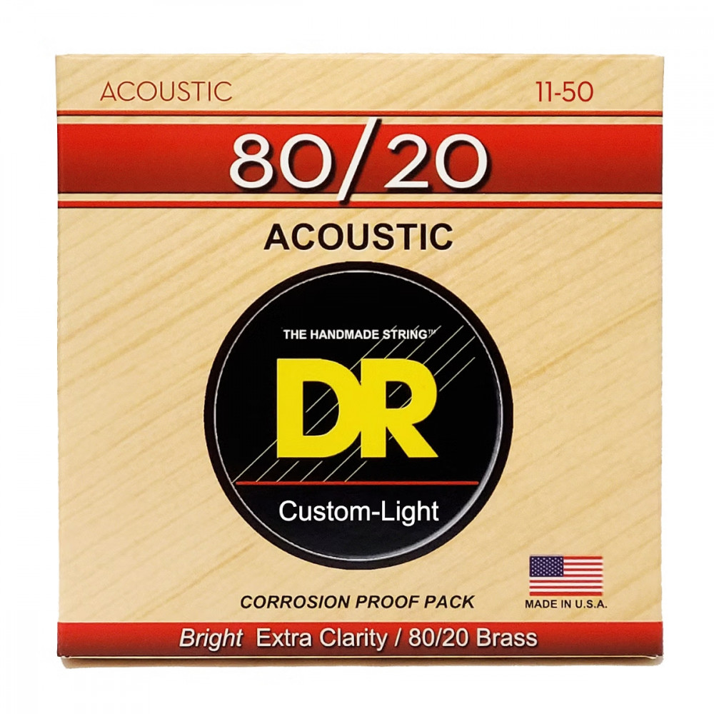 DR HA-11 Hi-Beams 80/20 brass acoustic guitar strings Custom Light .011-.050 - Set 3