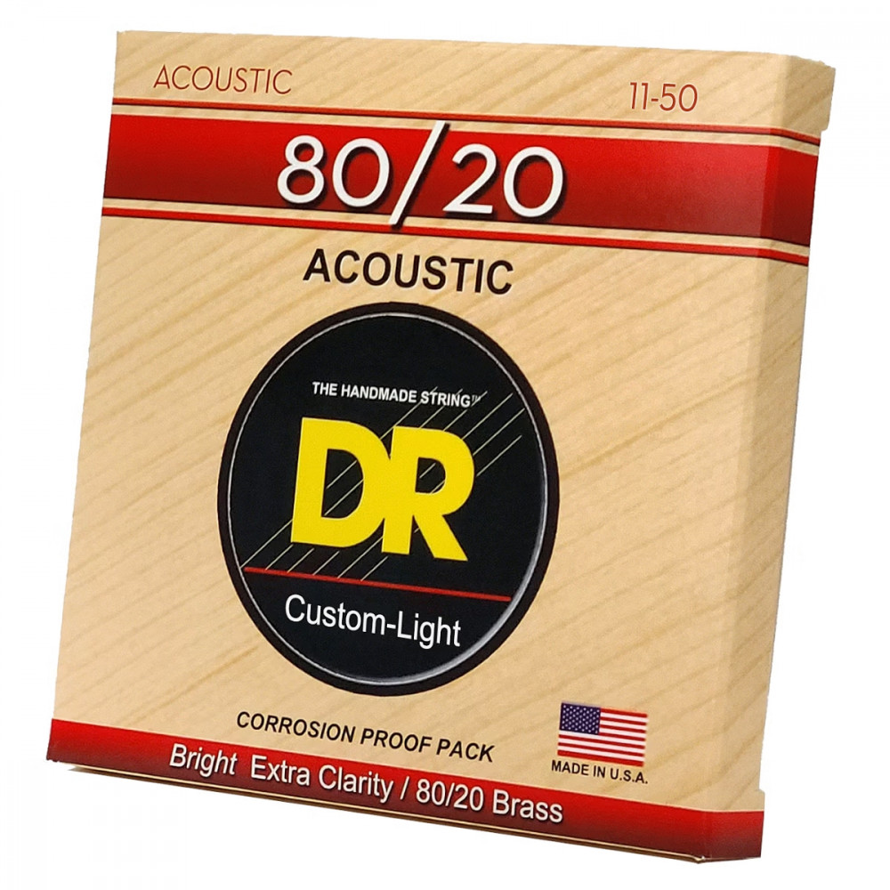 DR HA-11 Hi-Beams 80/20 brass acoustic guitar strings Custom Light .011-.050 - Set 3