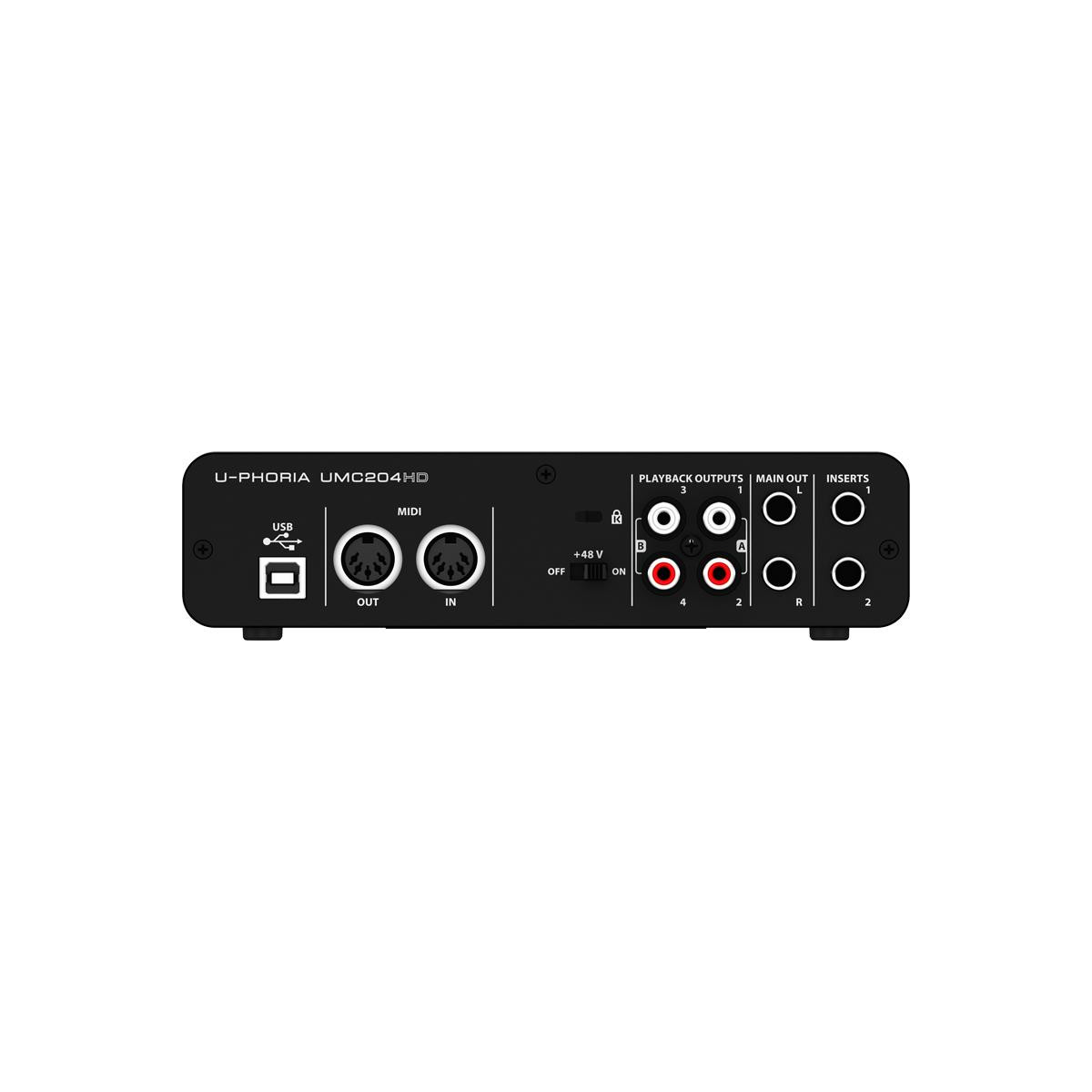 Behringer U-Phoria UMC204HD Audiophile 2×4, 24-Bit/192 kHz USB Audio/MIDI Interface with Midas Mic Preamplifiers