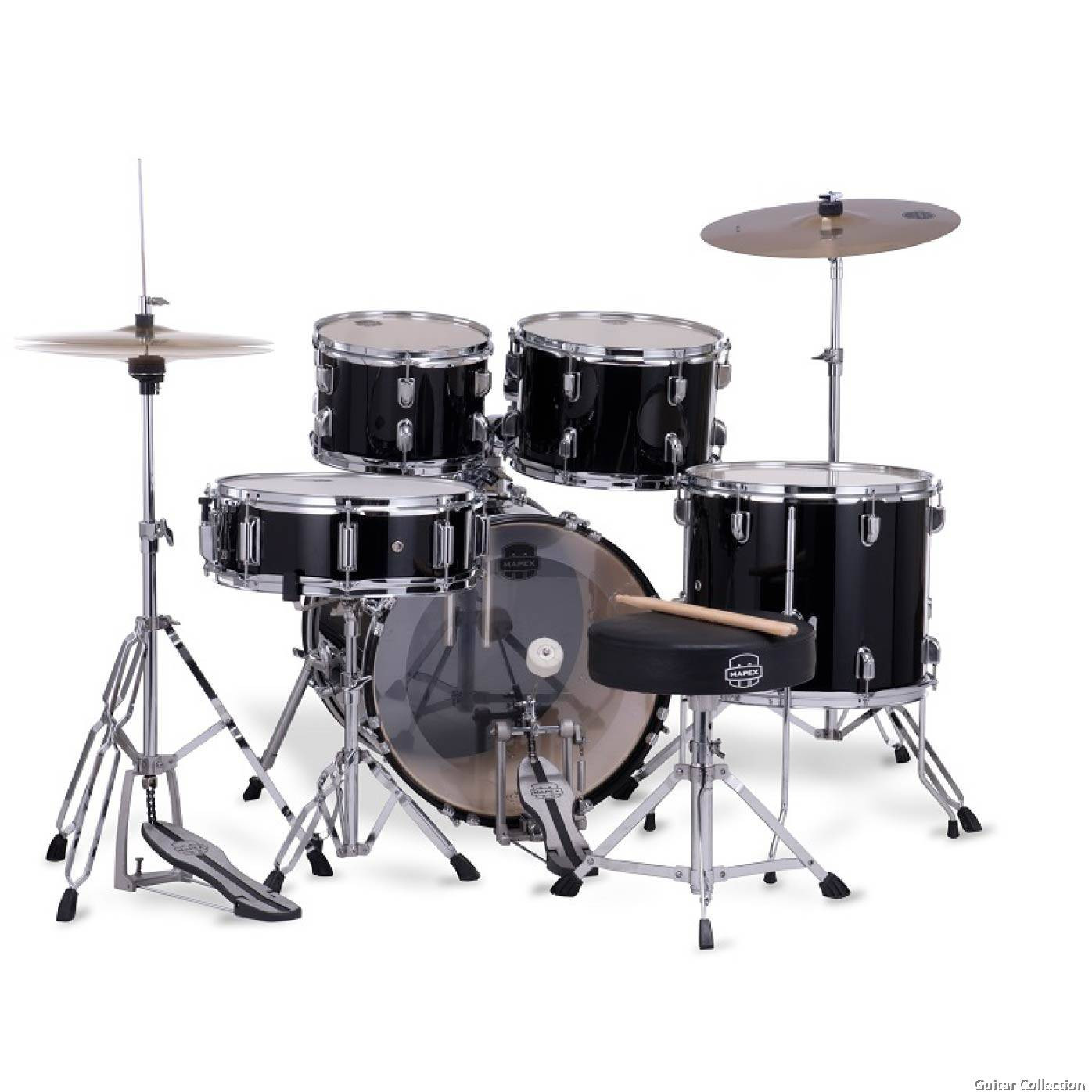 Mapex CM5295FTCDK-SC Comet 5 pcs Hybrid with Hardware, Throne & Cymbals Dark Black