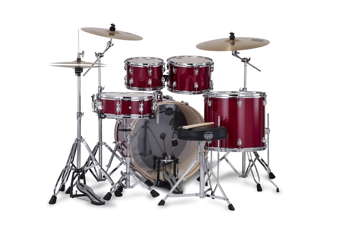 Mapex, Drum Set, Venus, 5 pcs, JAZZ, with Hardware & Throne -Crimson Red Sparkle VE5045FTVM