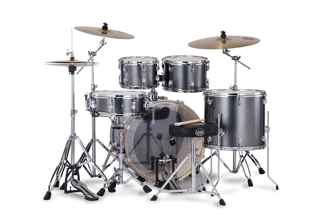 Mapex, Drum Set, Venus, 5 pcs, Hybrid with Hardware & Throne -Steel Blue Metallic VE5295FTVC