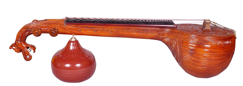 Indian Ekandam Light Carving Veena Jackwood with accessories