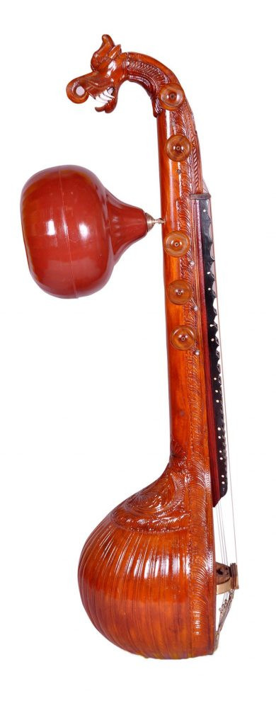 Indian Ekandam Light Carving Veena Jackwood with accessories