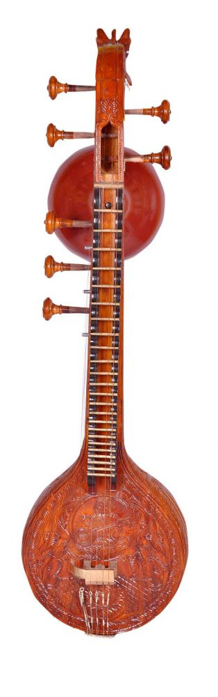Indian Ekandam Light Carving Veena Jackwood with accessories