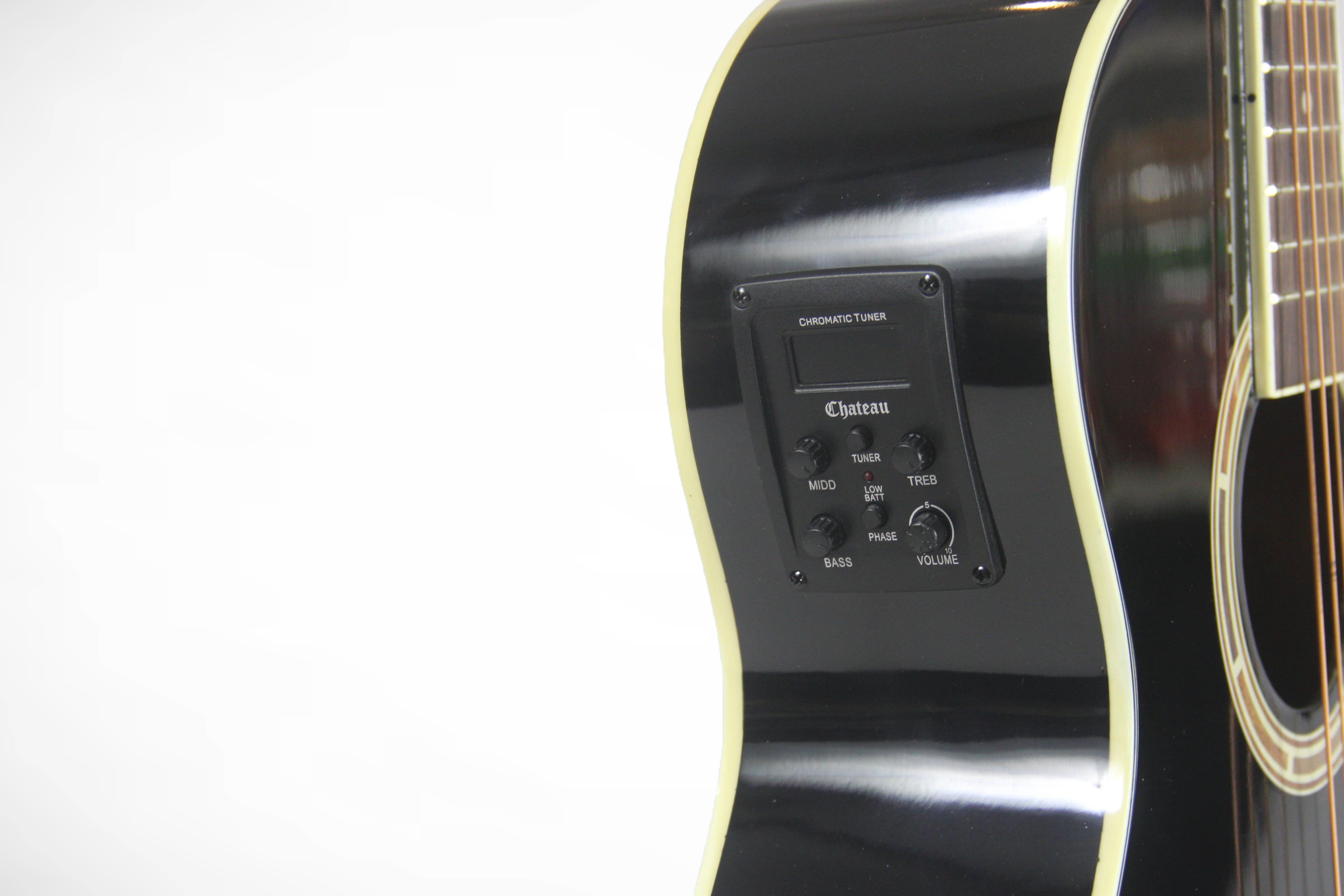 Chateau F121CE 39M Acoustic Guitar - Black with EQ MT-03
