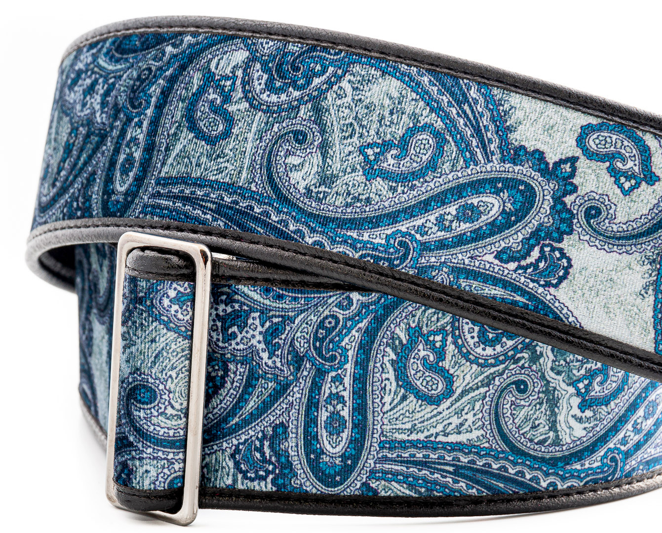 RightOn Vegan Velvet Blue Paisley Guitar Strap