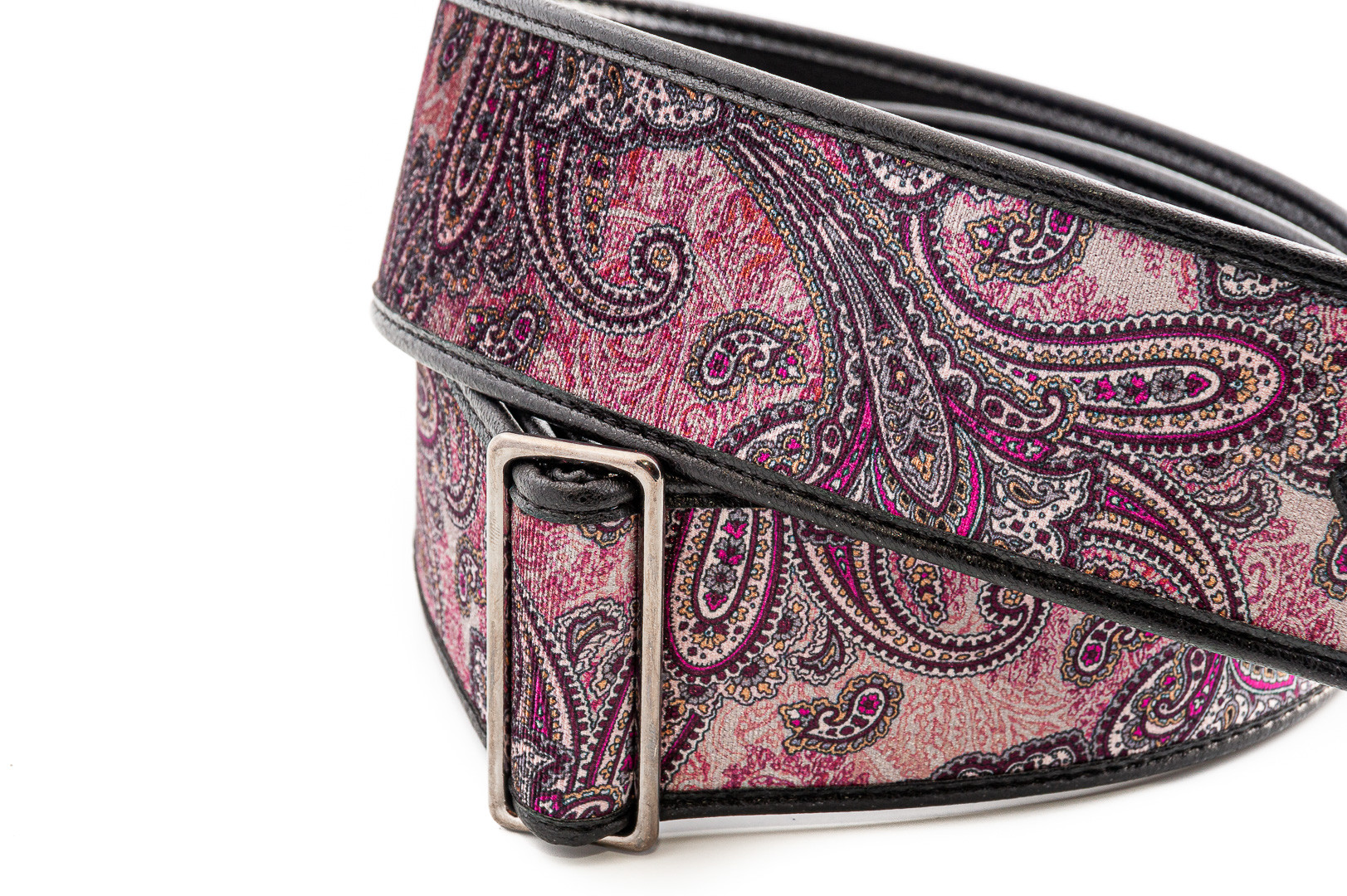 RightOn Vegan Velvet Burgundy Paisley Guitar Strap