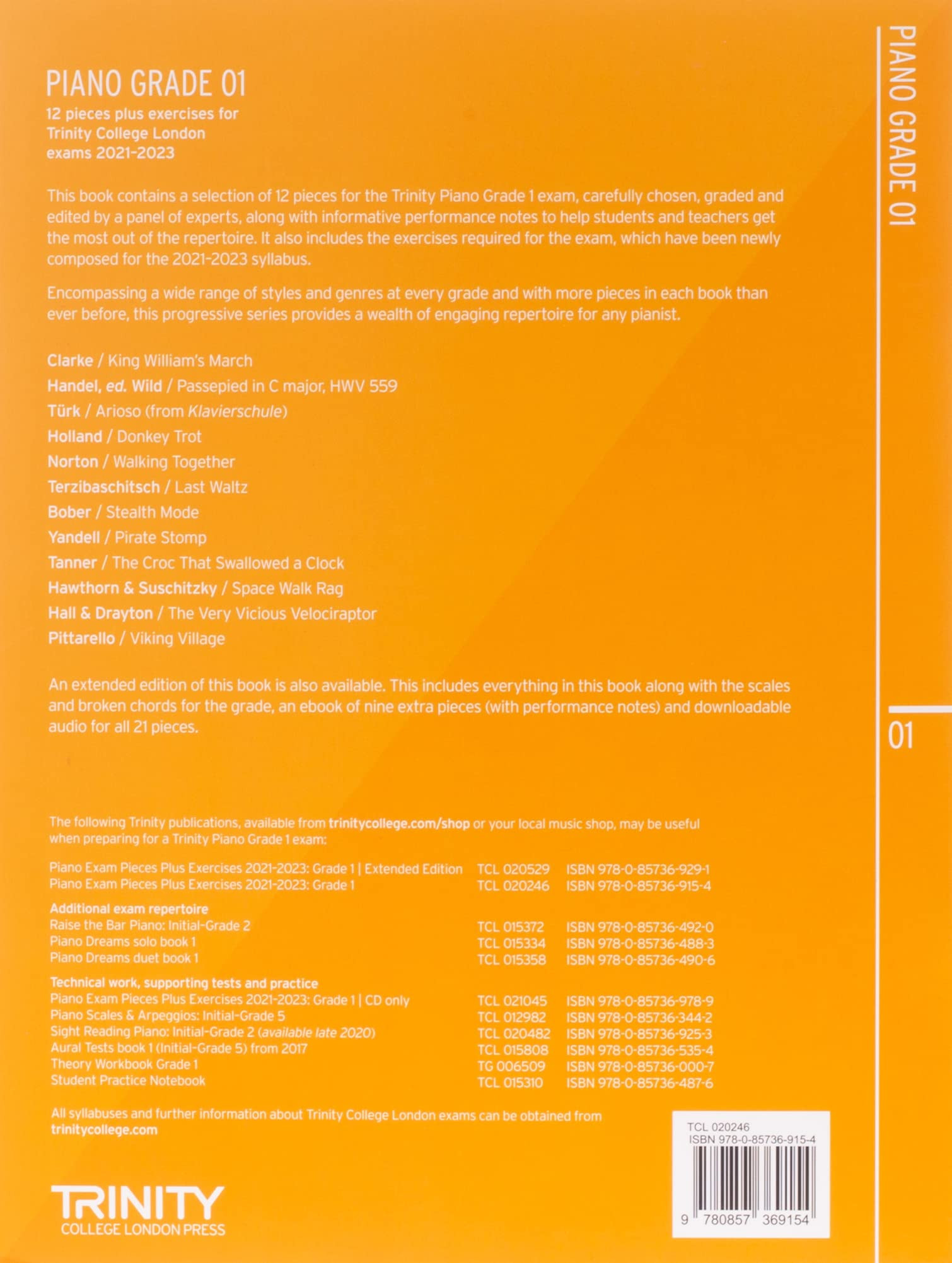 Trinity Piano Exam Pieces Plus Exercises From 2021-2023: Grade 1