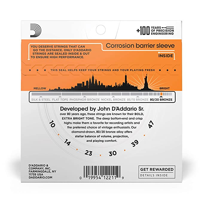 D Addario EJ10 10-47 Extra Light Acoustic Guitar Strings