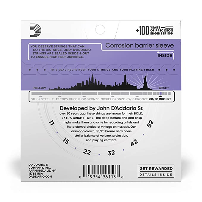 D Addario EJ13 12-53 Extra Light Acoustic Guitar Strings