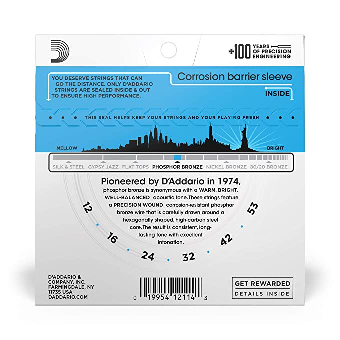 D Addario EJ16 12-53 Light Acoustic Guitar Strings