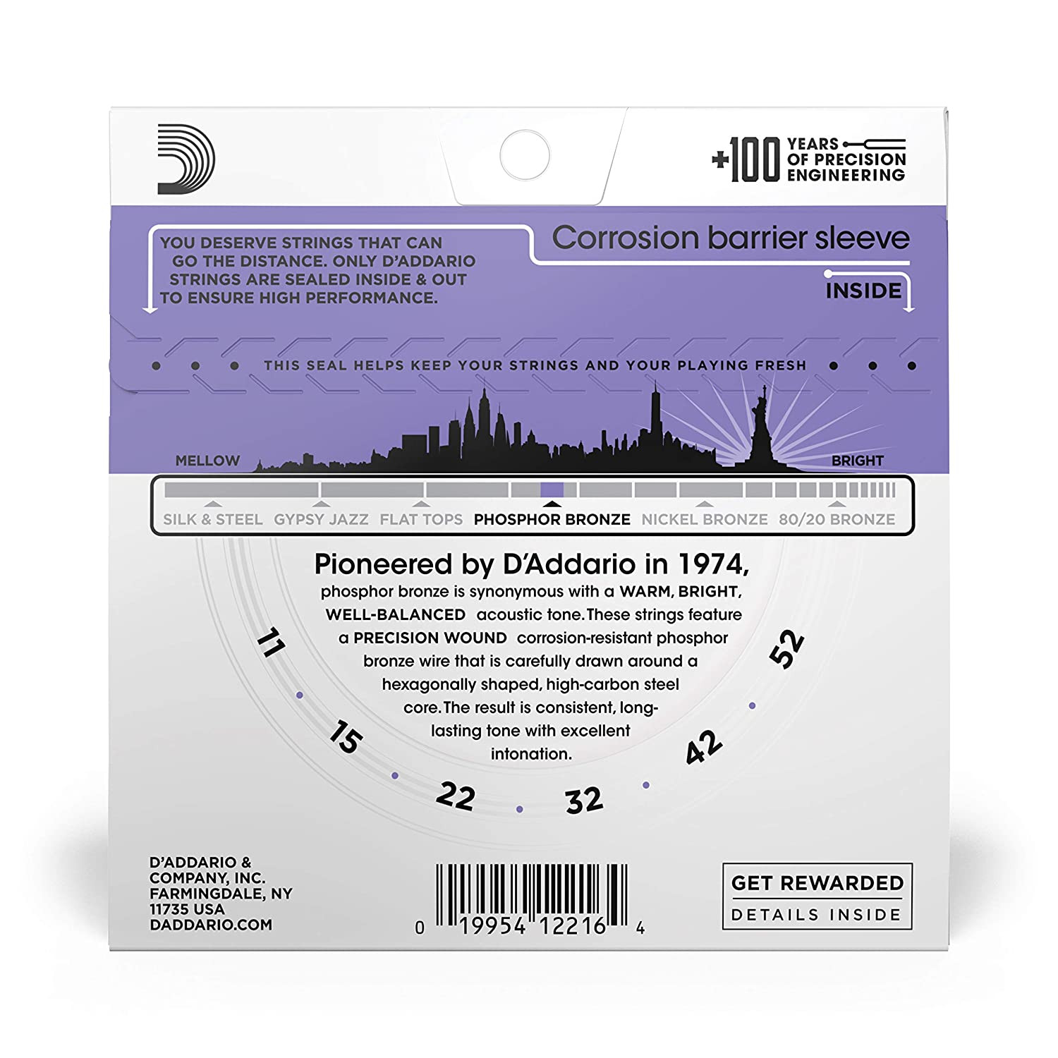 D Addario EJ26 11-52 Custom Light Acoustic Guitar Strings