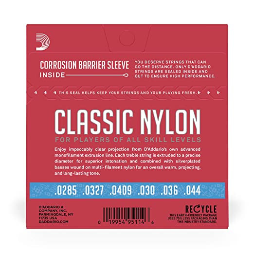 D Addario EJ27H Hard Tension Nylon Student Classical Strings