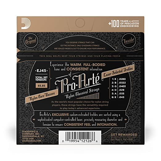 D Addario EJ45 Normal Tension Nylon Classical Guitar Strings
