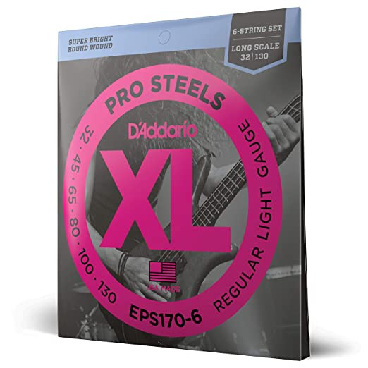 D Addario EPS170-6 32-130 Regular Light 6-String Long Scale Bass Strings