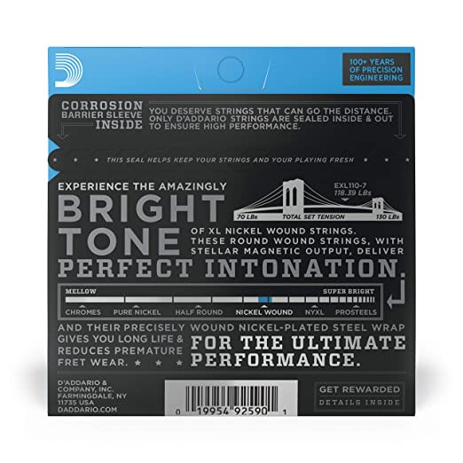 D Addario EXL110-7 10-59 Regular Light 7-String Electric Guitar Strings