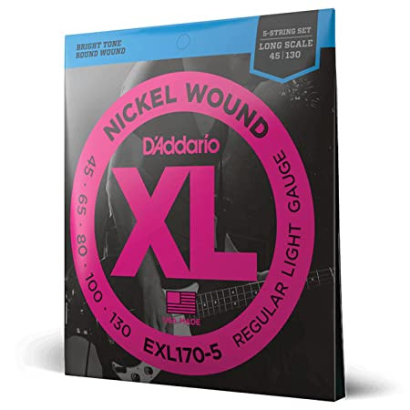 D Addario EXL170-5 45-130 Regular Light Long Scale 5-String Bass Strings