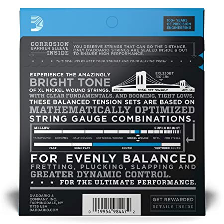 D Addario EXL220BT 40-95 Balanced Tension Super Light / Long Scale Set