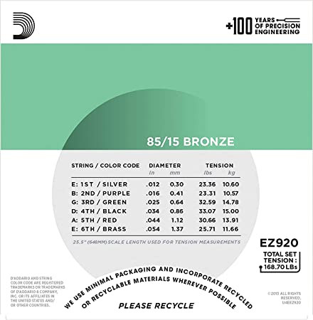 D'Addario EZ940 85/15 Light Guage 12-String Acoustic Guitar Strings Set