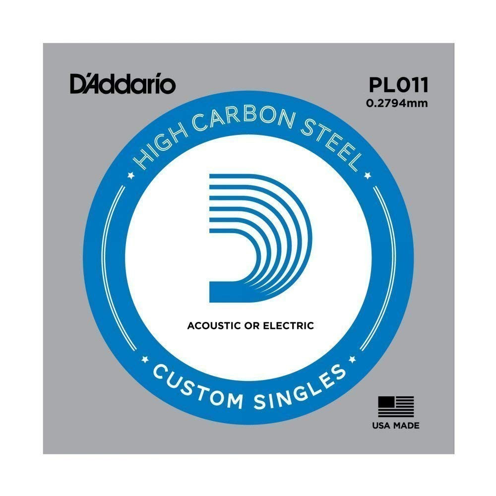 D Addario PL011 Plain Single Plain Steel String for Acoustic or Electric instruments
