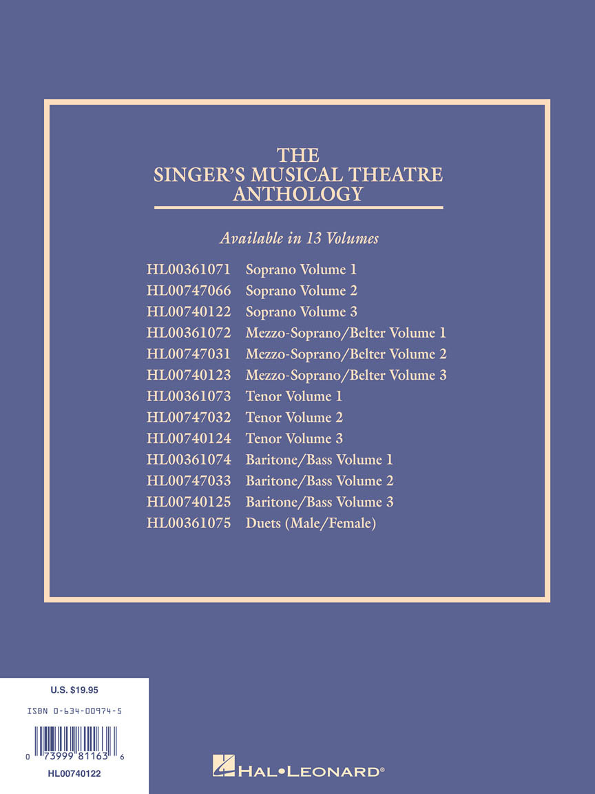 Hal Leonard Examination Book Singer Musical Theatre Anthology The Soprano 3