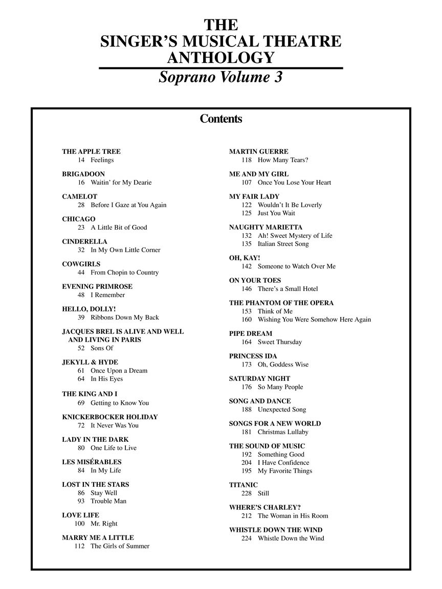 Hal Leonard Examination Book Singer Musical Theatre Anthology The Soprano 3